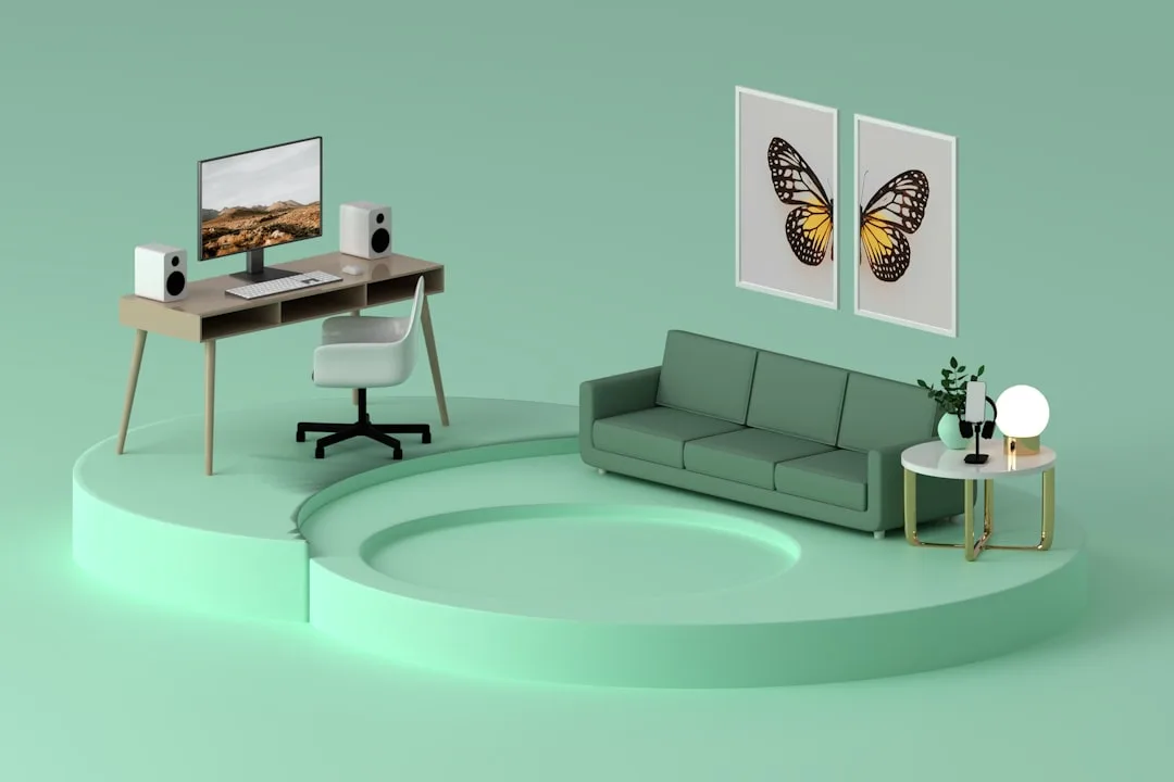 a room with a couch and a table